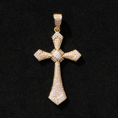 Iced Filigree Cross Pendant - Gold