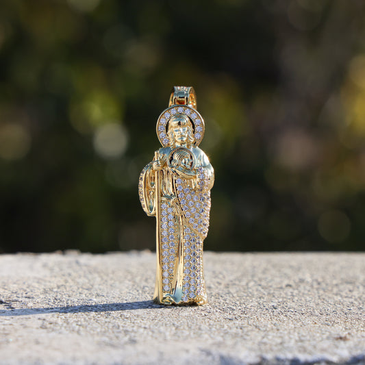 Iced 3D San Judas Pendant - Gold