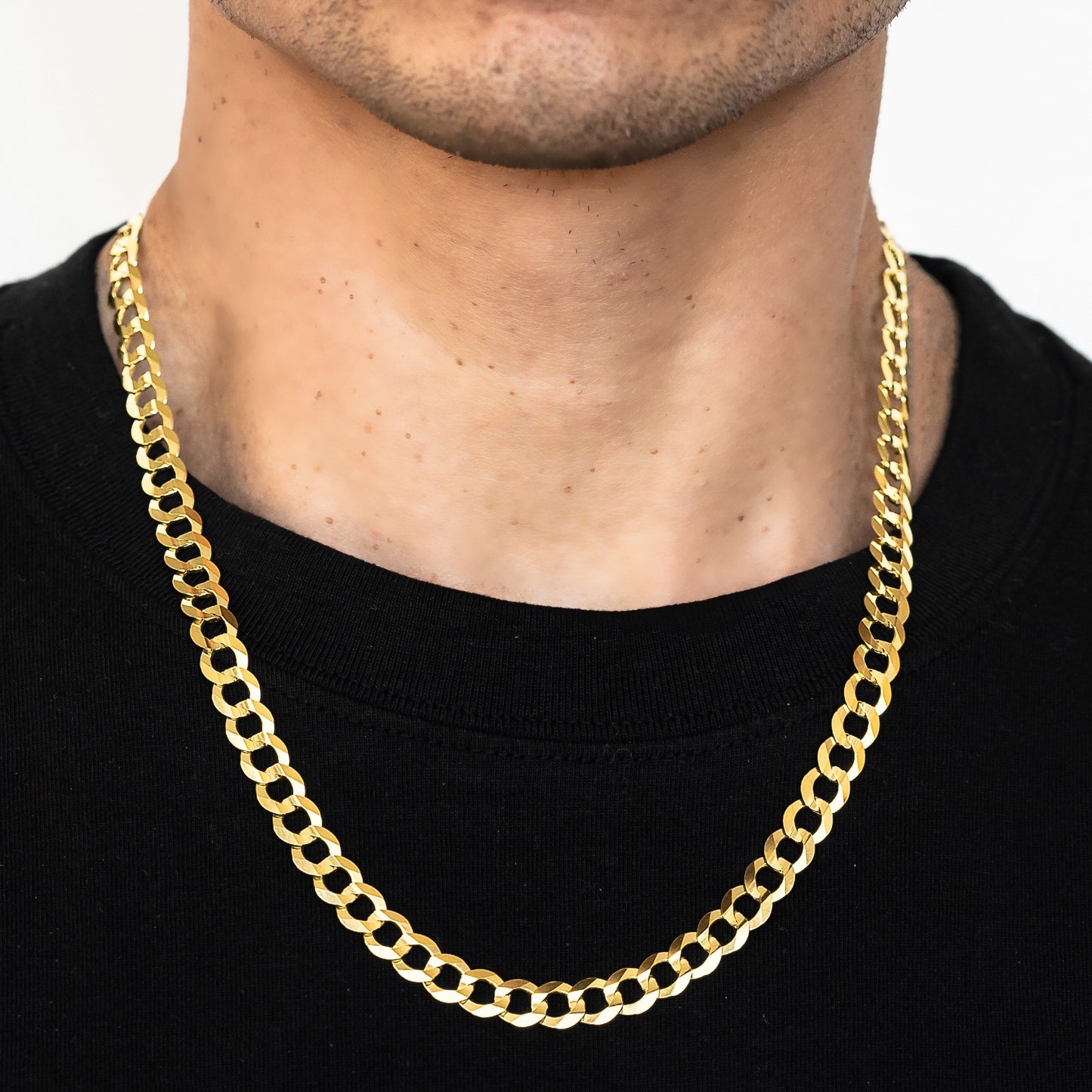 8mm Solid Curb  Chain - 14k Gold