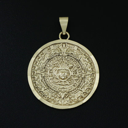 Aztec Calendar Pendant - Gold