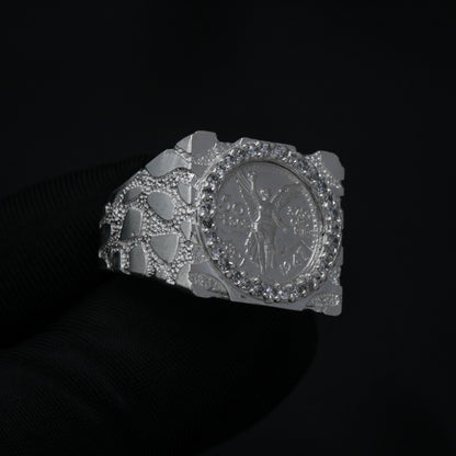 Large Squared Centenario Nugget Ring - 925 Silver