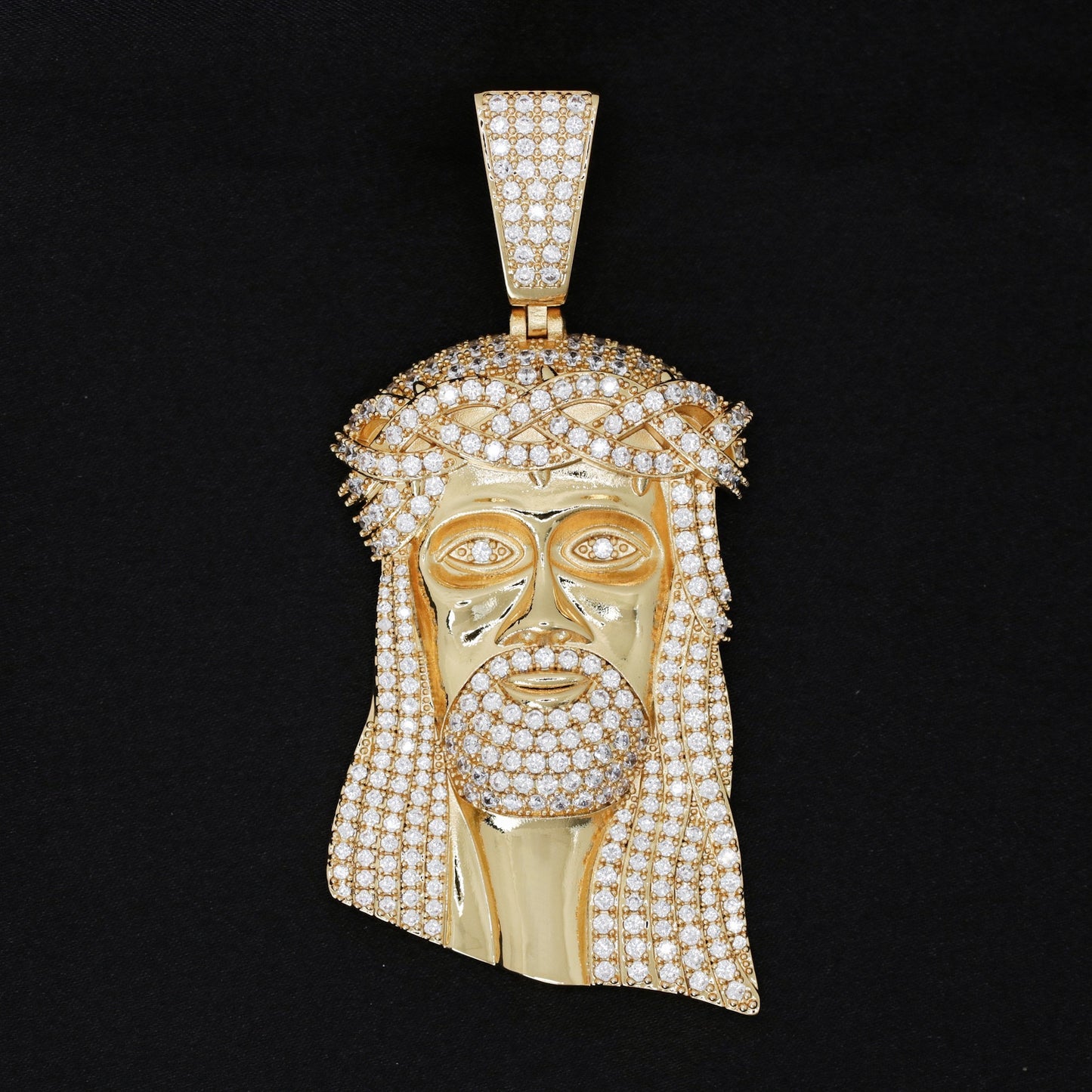 Big Jesus Head Pendant - Gold