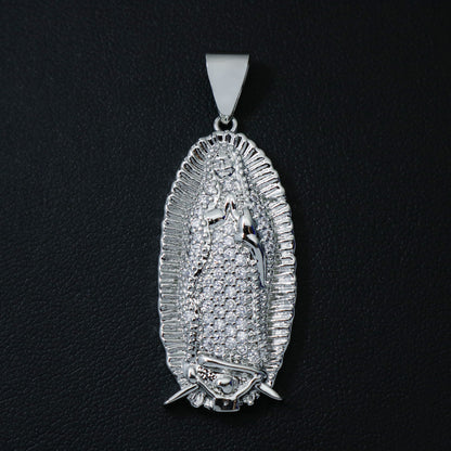 Iced Lady of Guadalupe Pendant - White Gold