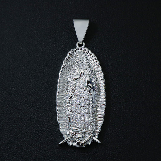 Iced Lady of Guadalupe Pendant - White Gold
