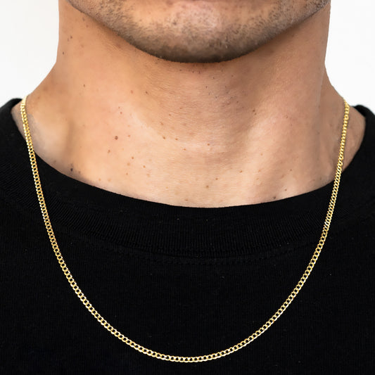 3mm Solid Curb Chain - 14k Gold