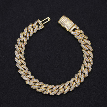 10mm Iced Out Cuban Bracelet - Gold