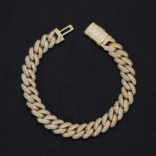 10mm Iced Out Cuban Bracelet - Gold