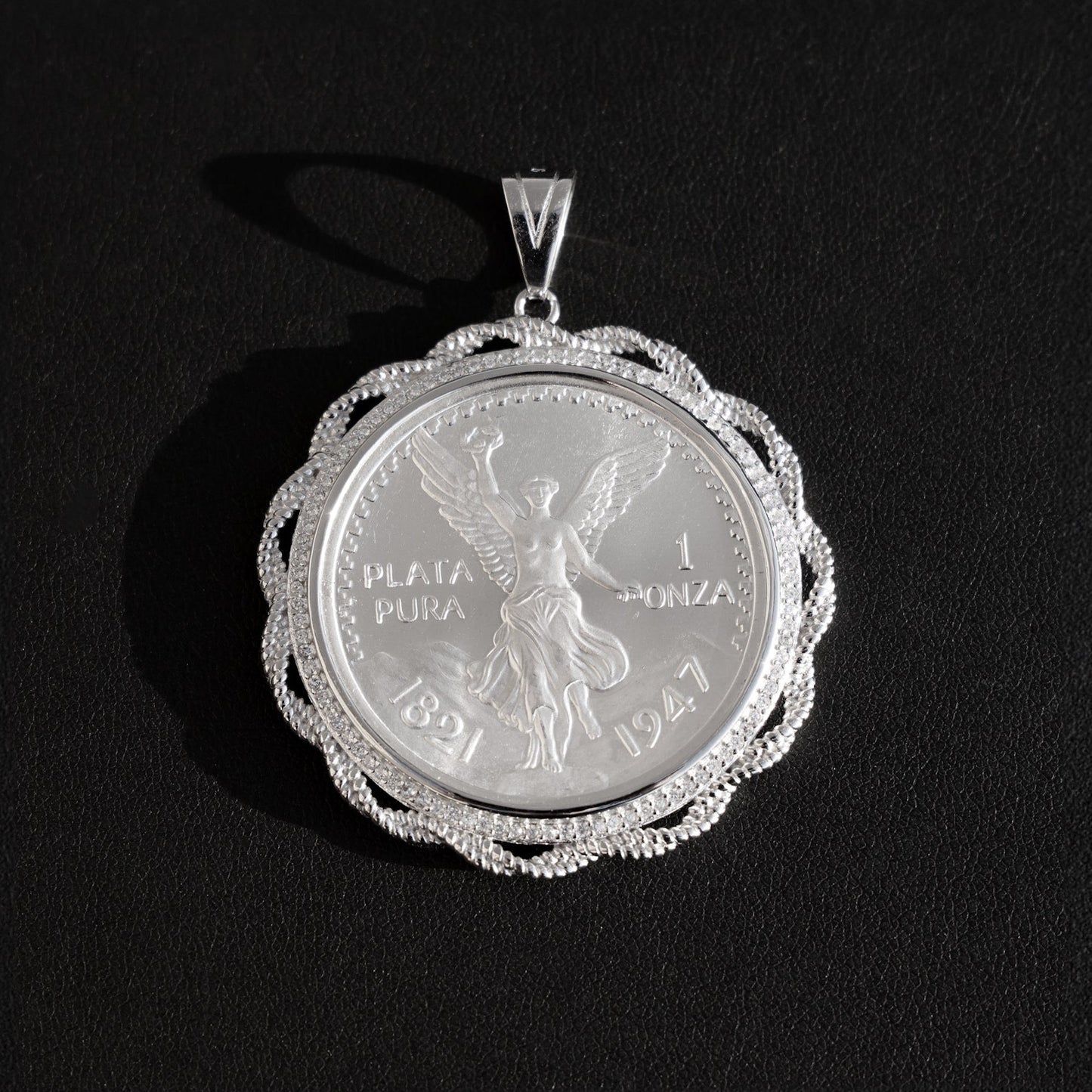 Iced Rope Centenario Pendant - 925 Silver