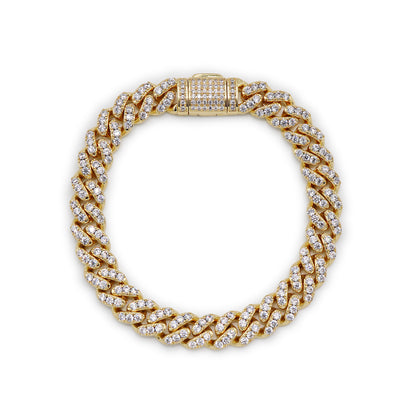 8mm Iced Out Cuban Bracelet - Gold