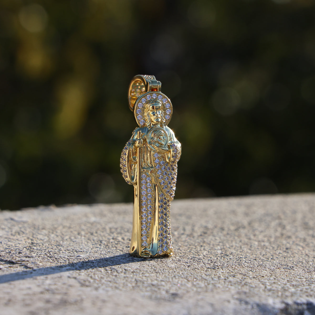 Iced 3D San Judas Pendant - Gold