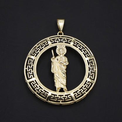 Aztec Bezel San Judas Pendant - Gold