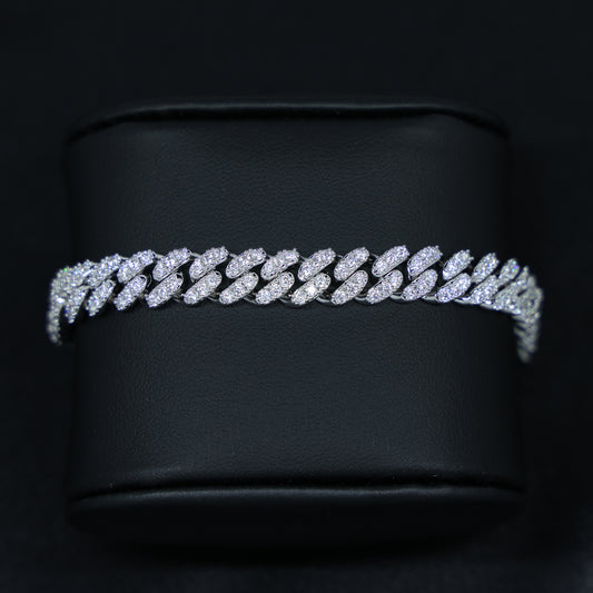 8mm Moissanite Cuban bracelet - 925 Silver