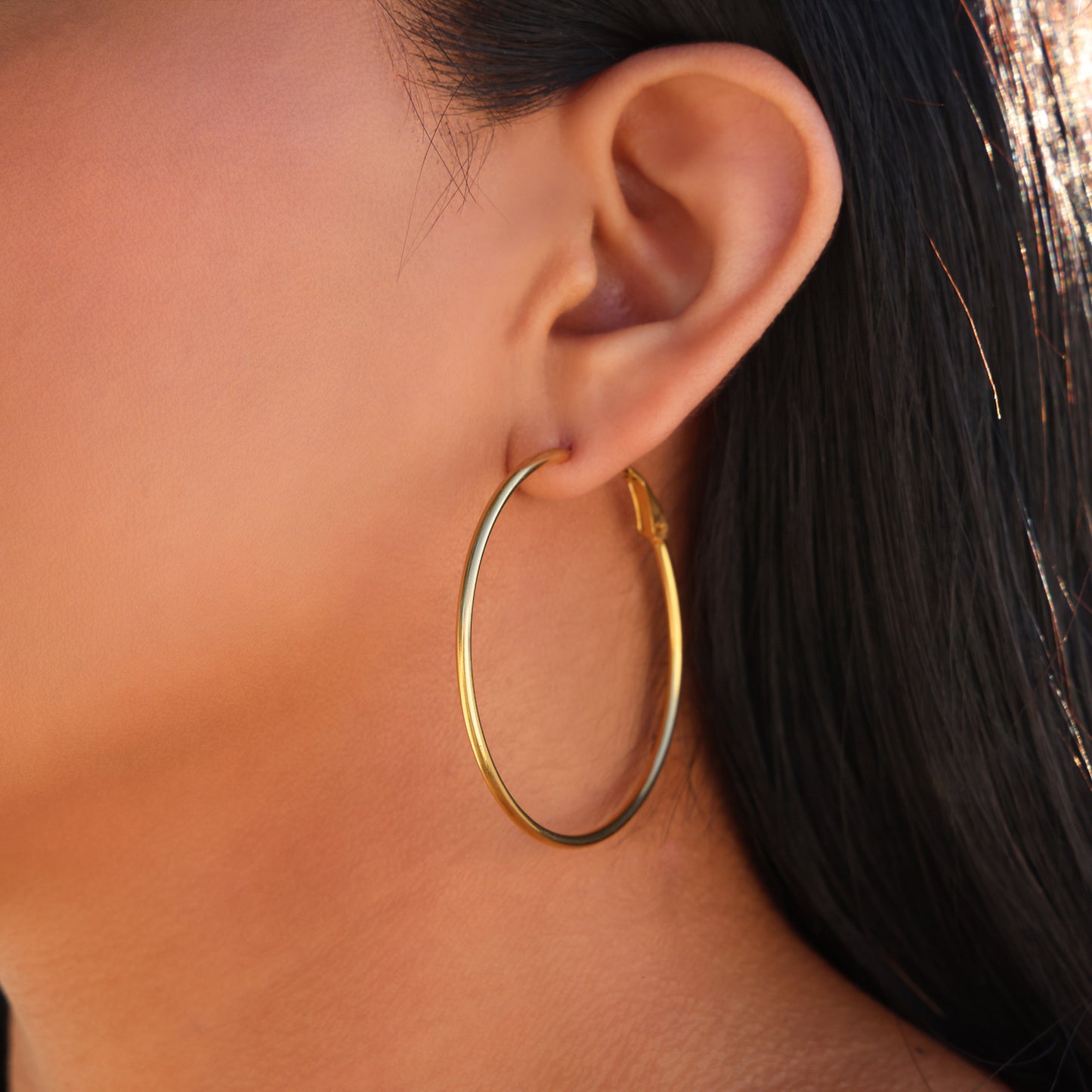 50mm Hoop Earrings - Gold