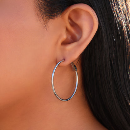 40mm Hoop Earrings - Premium 316L Stainless