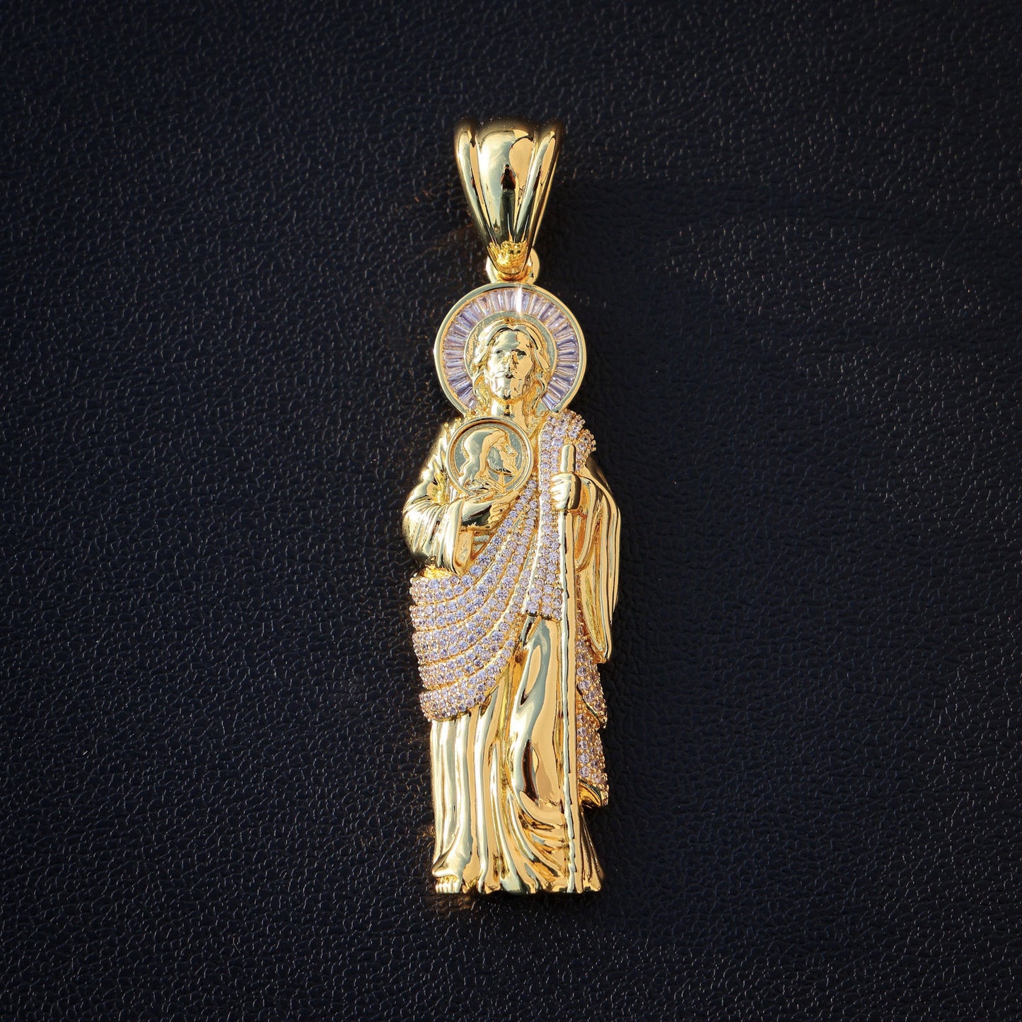 Iced Big San Judas Pendant - Gold