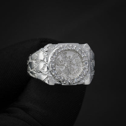 Small Squared Centenario Nugget Ring - 925 Silver