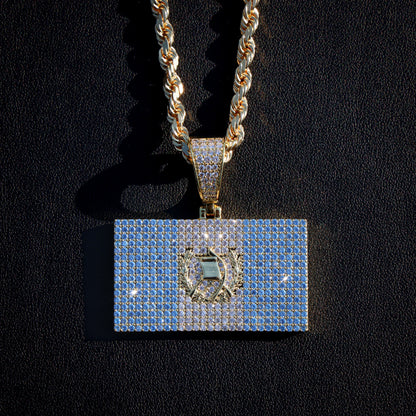 Iced Out Guatemala Flag Pendant - 14k Gold