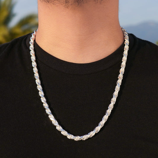 7mm Rope Chain - Real 925 Silver