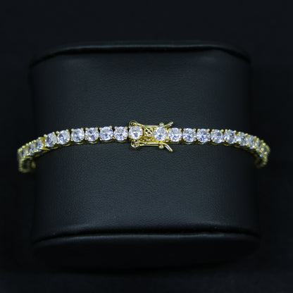 4mm Moissanite Tennis bracelet - Gold over 925 Silver