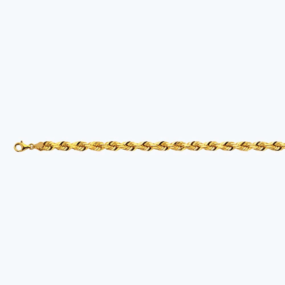 7mm Solid Diamond Cut Rope Chain - 14k Gold