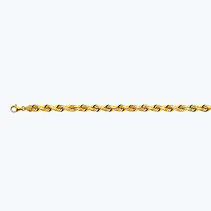 7mm Solid Diamond Cut Rope Chain - 14k Gold