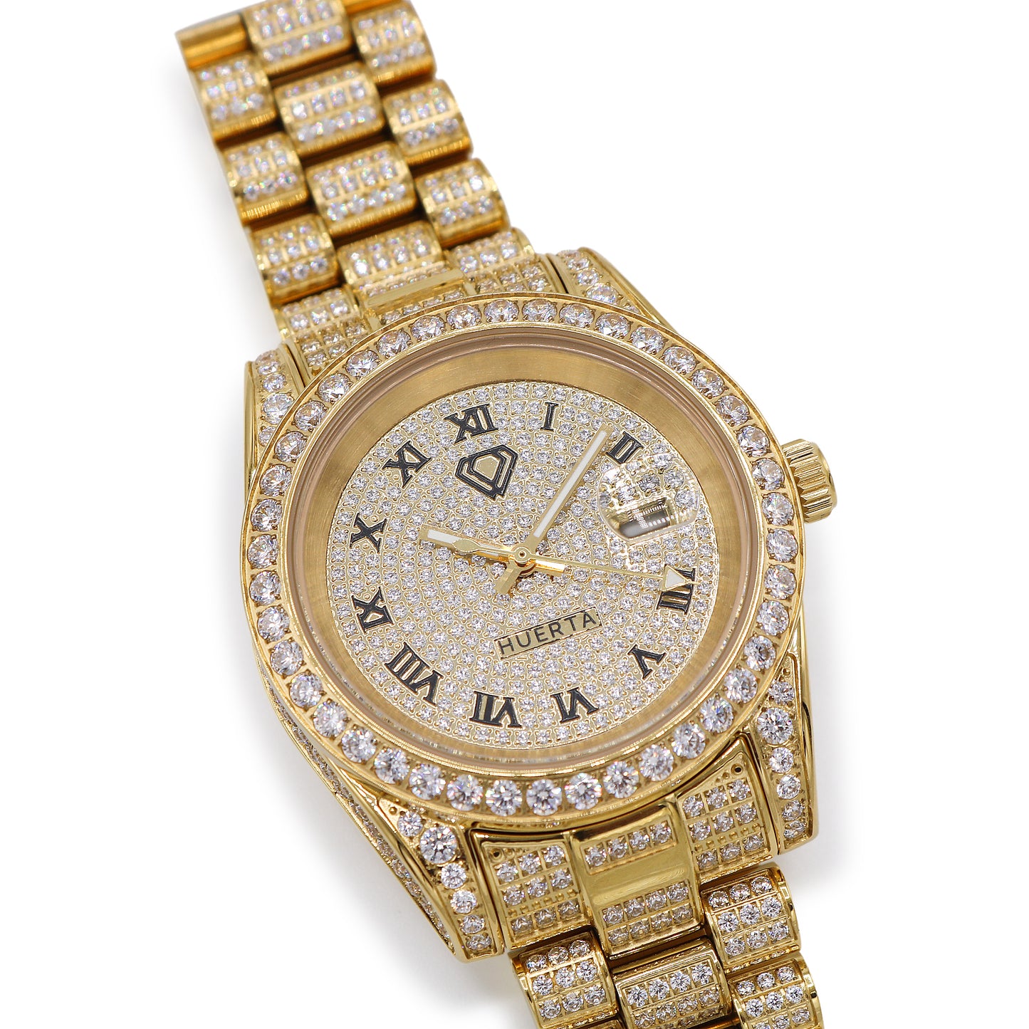 Fully Iced Huerta VVS Moissanite Watch - Gold
