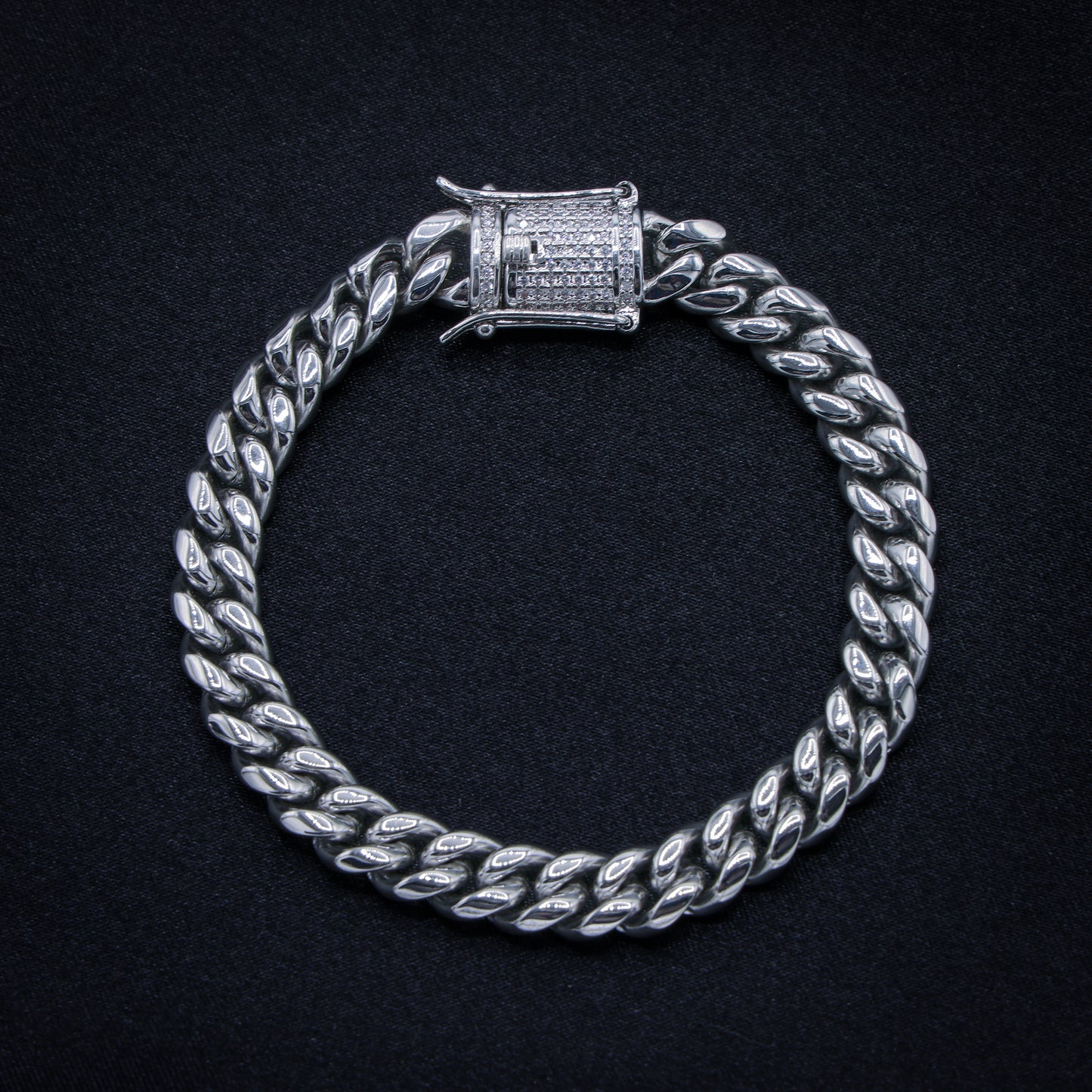 8mm Miami Cuban Bracelet (Iced Out Clasp) - Premium 316L Stainless