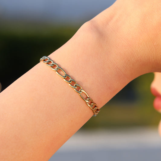 5mm Figaro Bracelet - Gold