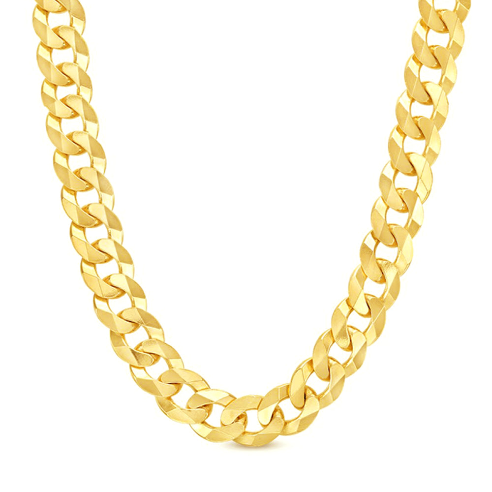 12mm Solid Cuban Curb Chain - 14k Gold