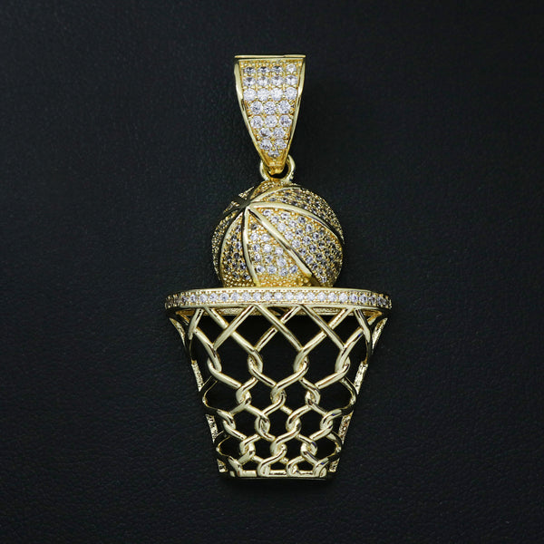 Iced Out Basketball Hoop Pendant Gold – Huerta Jewelry