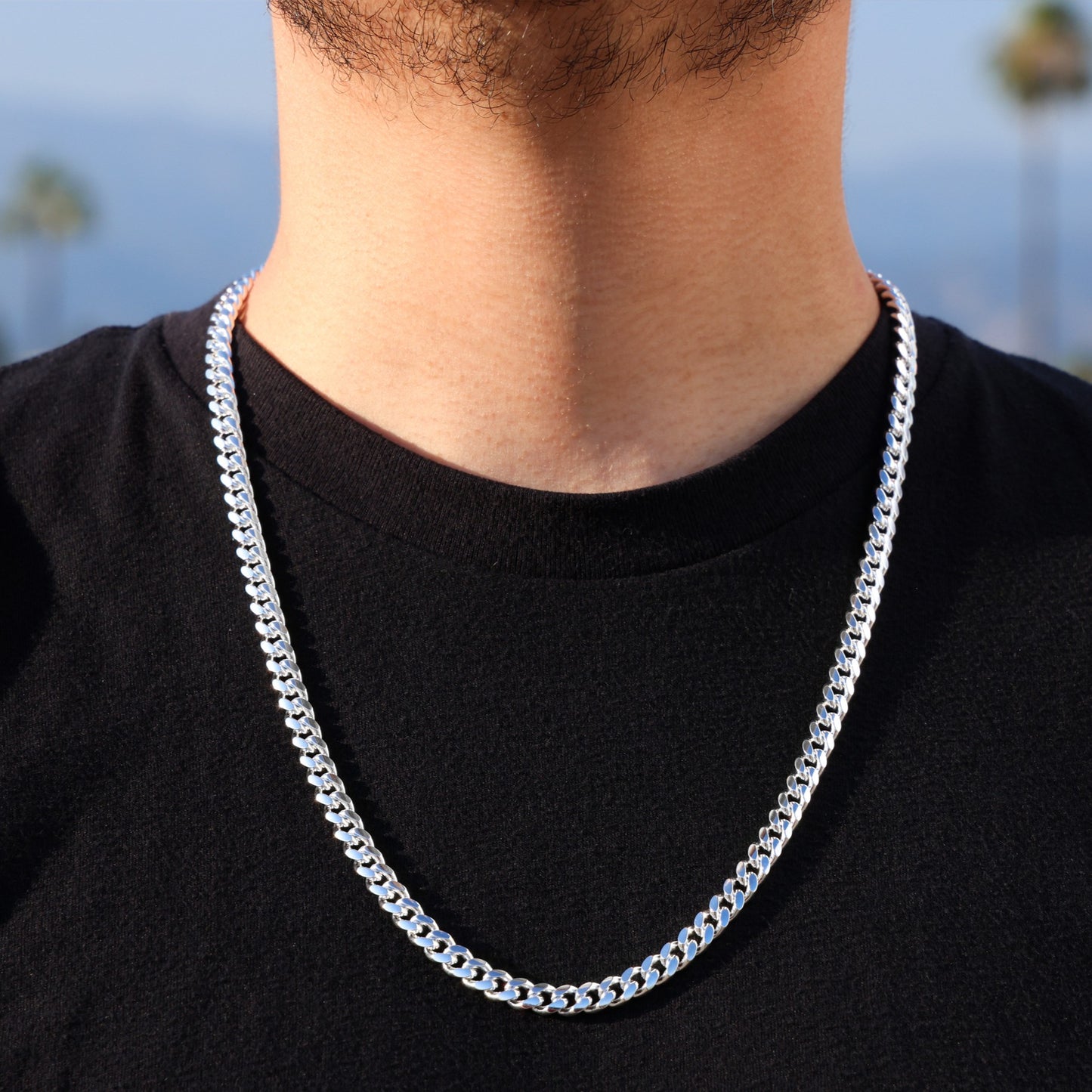 6.4mm Solid Round Curb Cuban Chain - 925 Silver
