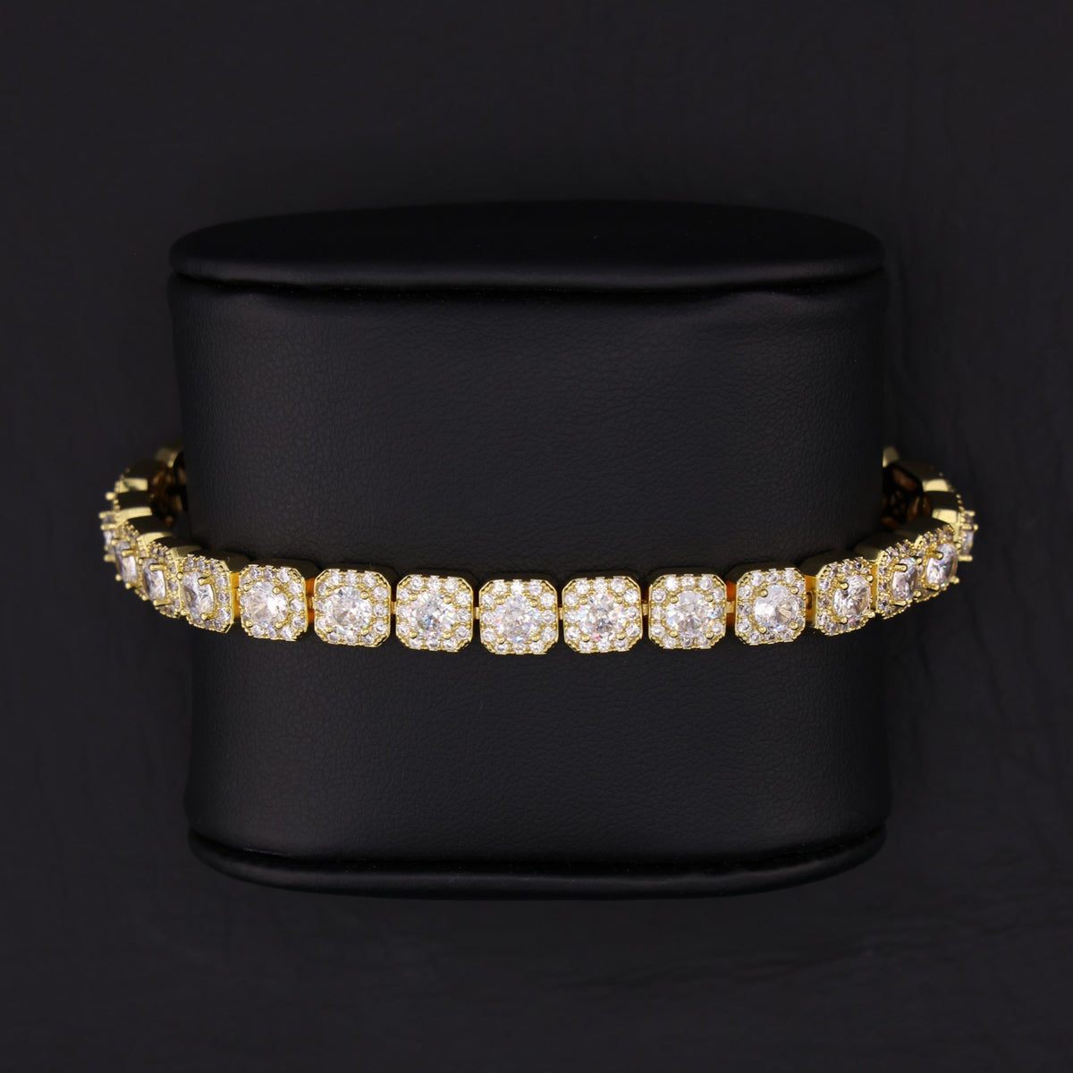8mm Clustered Tennis Bracelet - Gold