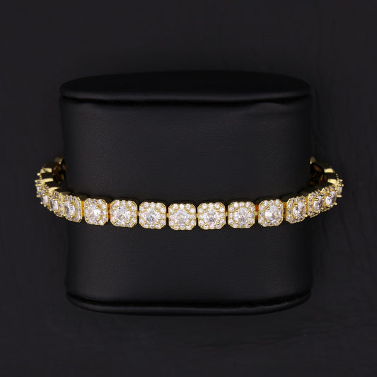 8mm Clustered Tennis Bracelet - Gold