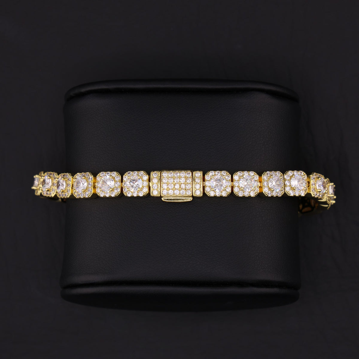 8mm Clustered Tennis Bracelet - Gold