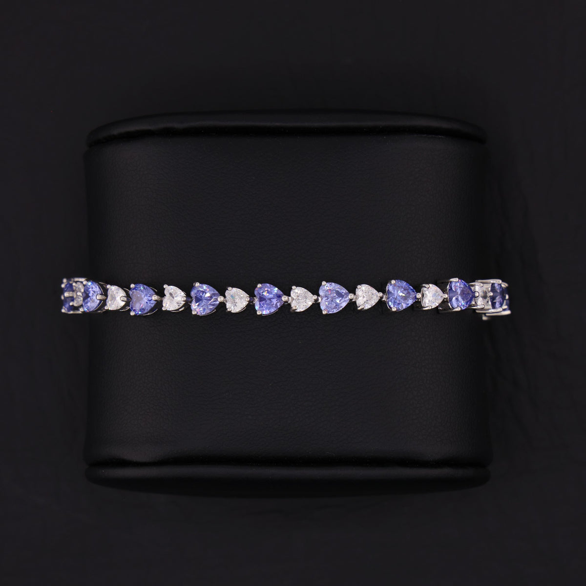 Amethyst & White Heart Tennis Bracelet - White Gold