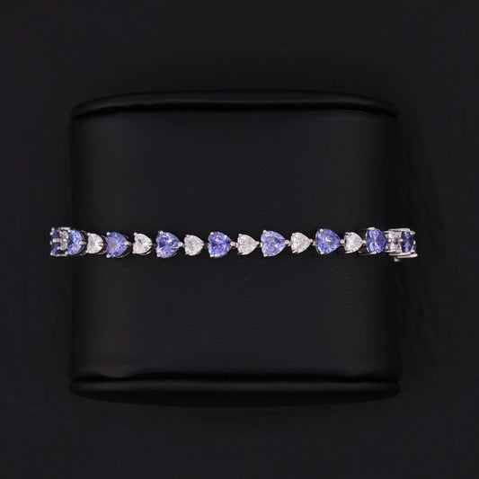 Amethyst & White Heart Tennis Bracelet - White Gold