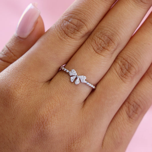 Small Iced Coquette Ring - 925 Silver