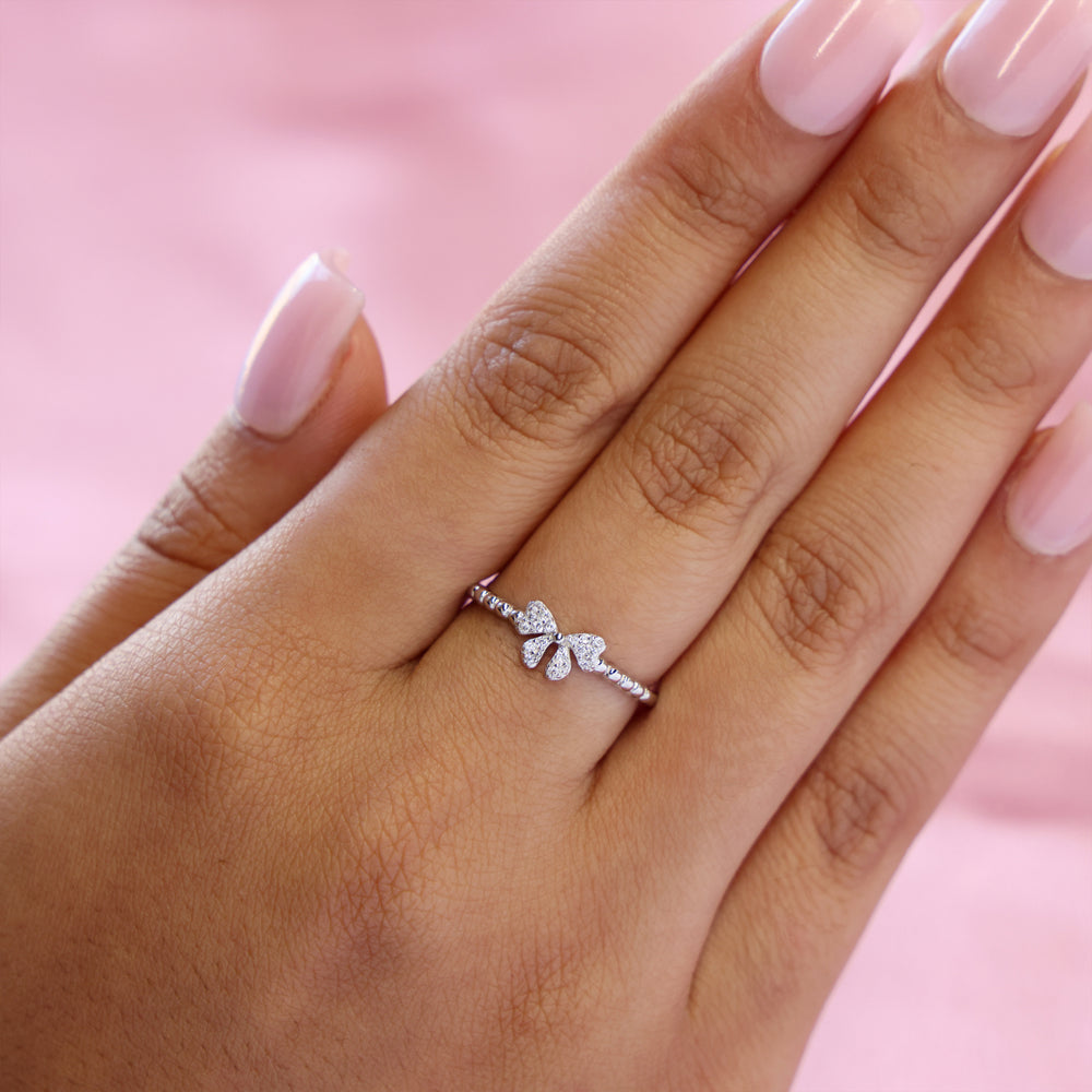 Small Iced Coquette Ring - 925 Silver