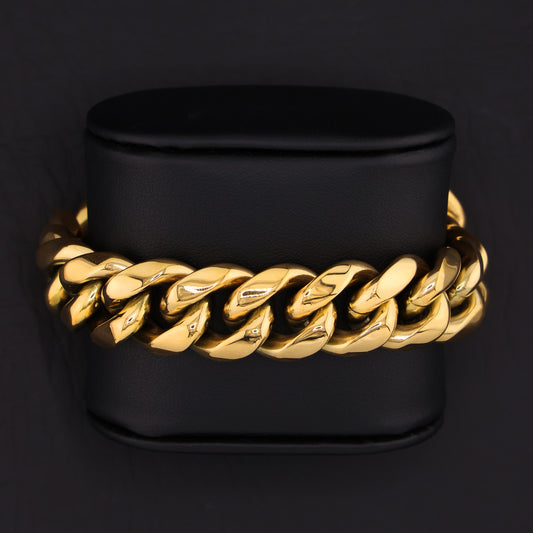 18mm Miami Cuban Bracelet - Gold