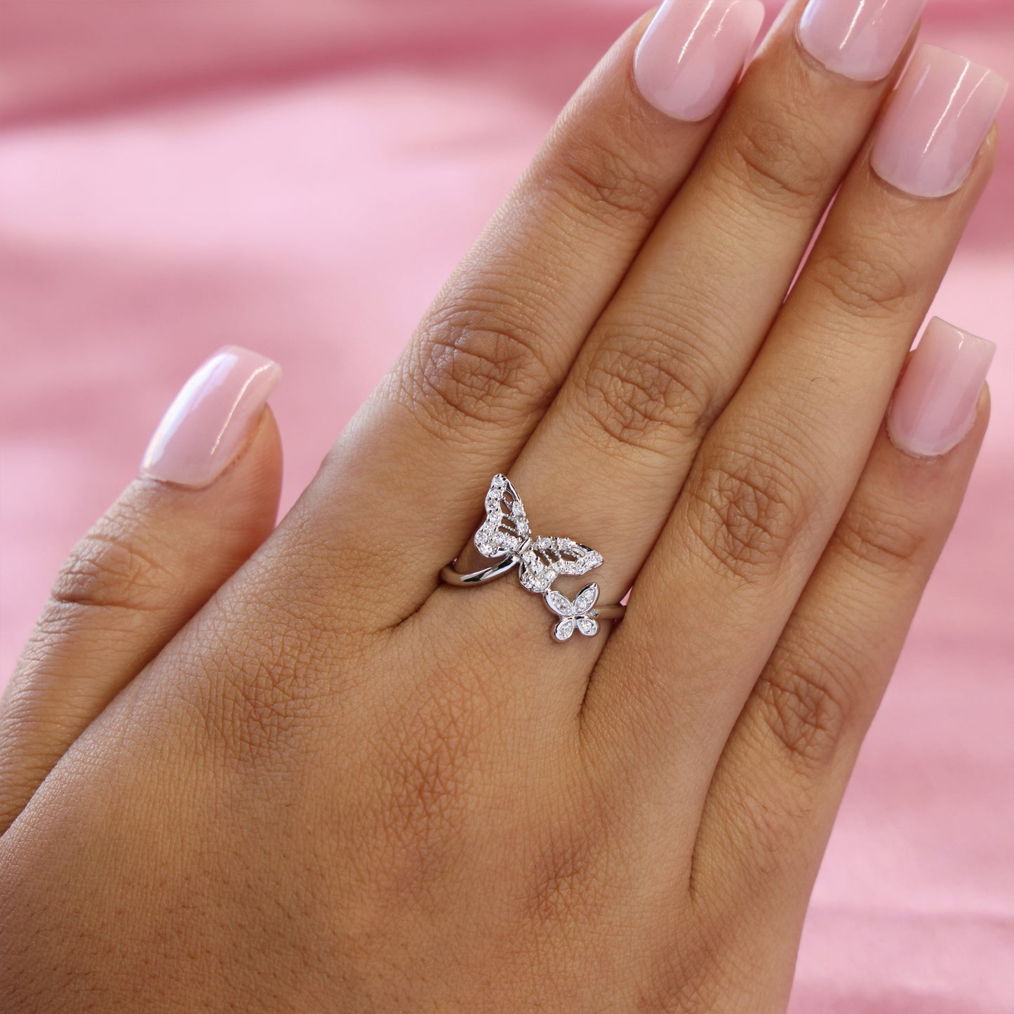 Iced Butterfly Ring - 925 Silver