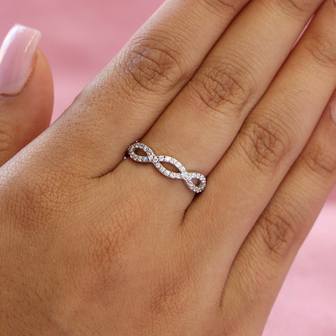 Iced Infinity CZ Diamond Ring - 925 Silver