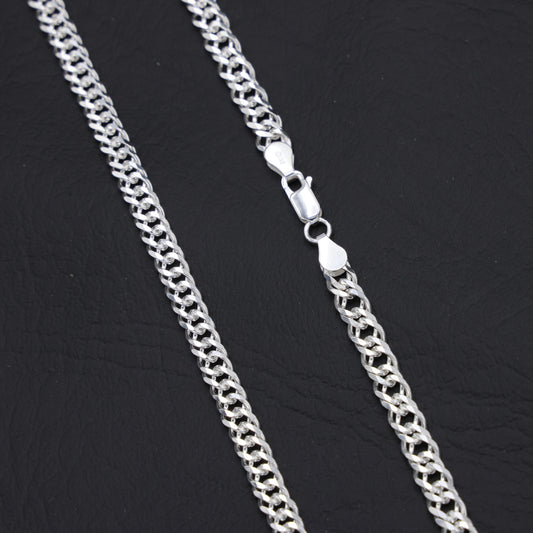 6mm Double Curb Link Chain - 925 Silver