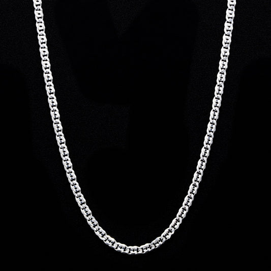 4mm Bird Eye Diamond Cut Curb Chain - 925 Silver