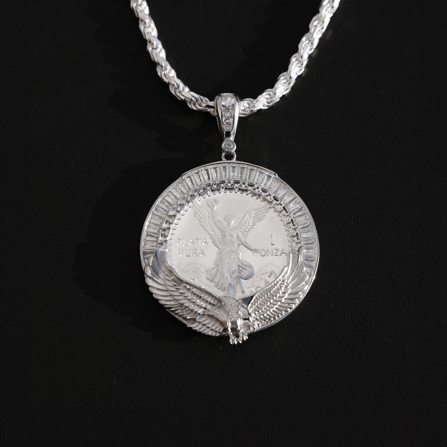 Baguette Eagle Centenario Pendant - 925 Silver