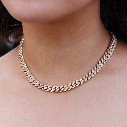 8mm Iced out Cuban Necklace - Gold