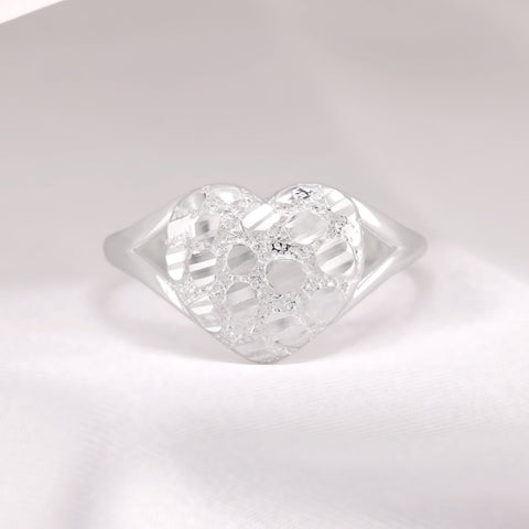 Puffed Heart Nugget Ring - 925 Silver