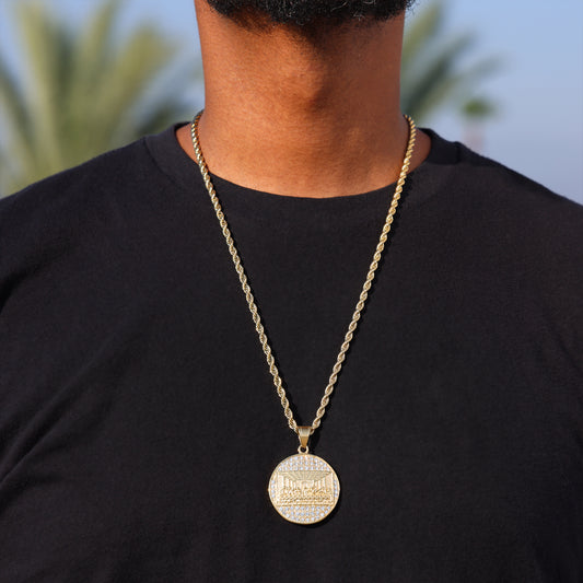 Iced Last Supper Medallion Pendant - Gold