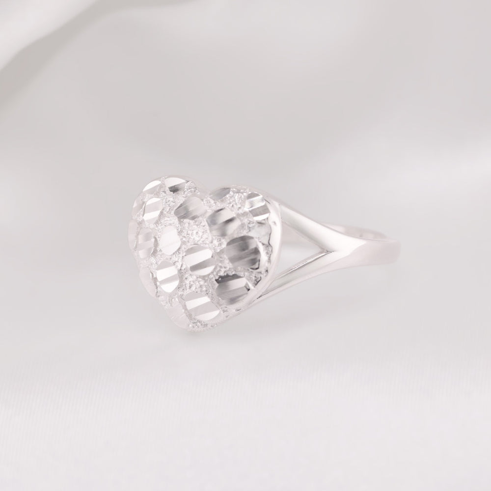 Puffed Heart Nugget Ring - 925 Silver