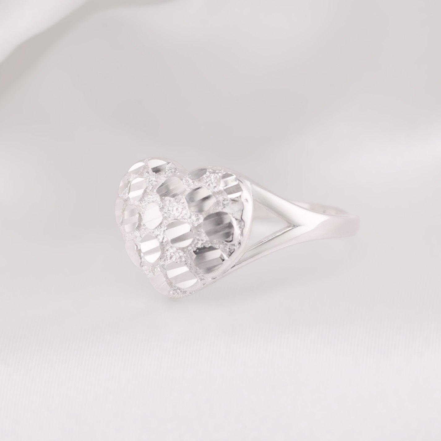 Puffed Heart Nugget Ring - 925 Silver