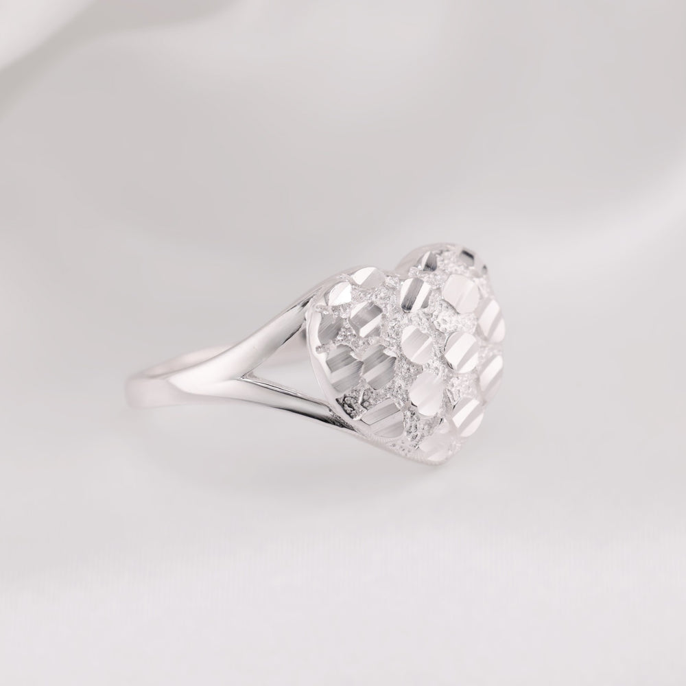 Puffed Heart Nugget Ring - 925 Silver
